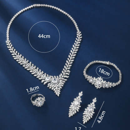 Wedding language European and American exaggerated luxury temperament full diamond bridal wedding suit fashionable rhinestone shiny four-piece jewelry-Mix MIx Style