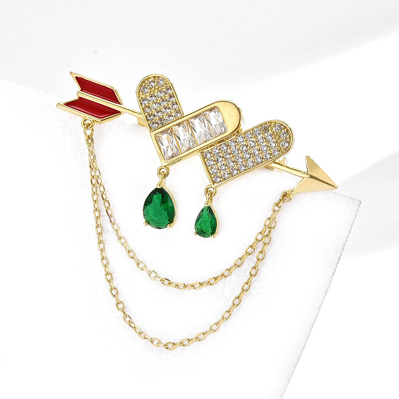 Design sense, all-match, light luxury, elegant, personality, one-arrow-through-the-heart tassel brooch, anti-exposure accessories, unisex brooch-Mix MIx Style