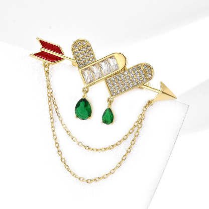 Design sense, all-match, light luxury, elegant, personality, one-arrow-through-the-heart tassel brooch, anti-exposure accessories, unisex brooch-Mix MIx Style