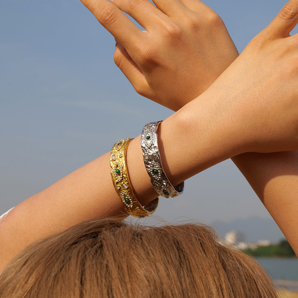 Devil's Eye 18k Gold Plated Opening Cuff Bracelet | Mix Mix Style [Hot Seller]-Mix MIx Style