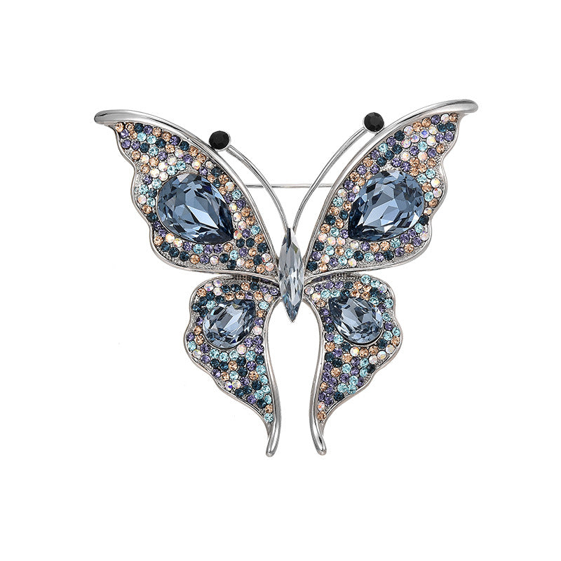 New hot-selling high-end colorful Austrian crystal butterfly brooch light luxury high-end insect corsage women's accessories-Mix MIx Style