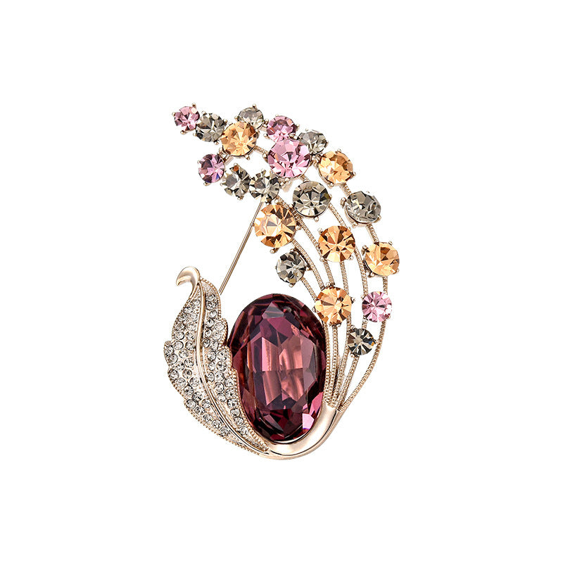 French retro luxury Austrian crystal brooch, exquisite and high-end autumn bouquet brooch, anti-exposure accessories-Mix MIx Style