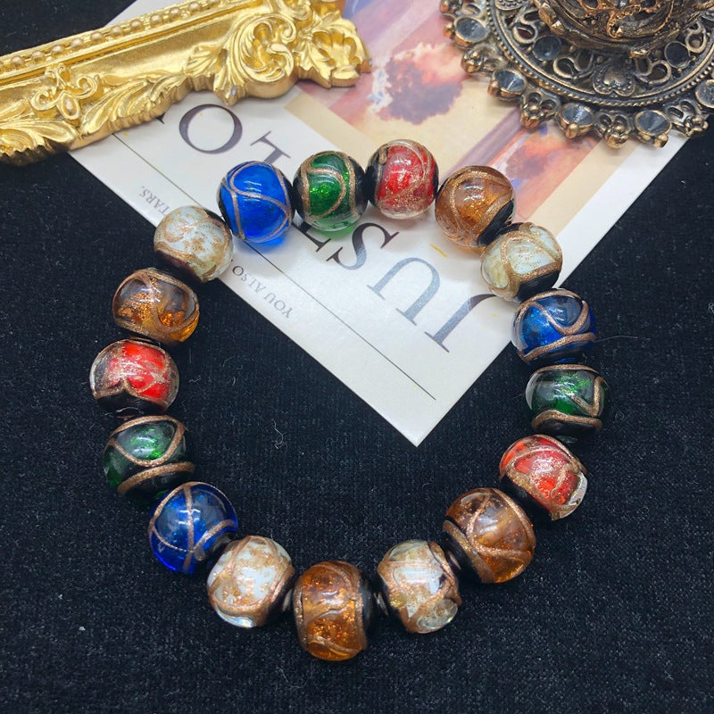 Green Colorful Vintage Retro Bid Beads Classic Luxury 18k Gold Plated Necklace Earring Bracelet Jewelry Set | Mix Mix Style-Mix MIx Style