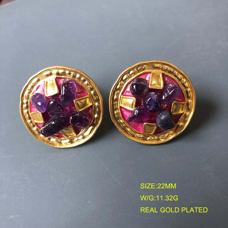 Blue - Red - Multicolor Leaf Trendy Moissanite Diamonds Luxury 18k Vermeil Gold Plated Stud Earrings | Mix Mix Style-Mix MIx Style