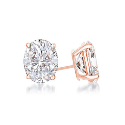 Elegant Classic Round Cut Diamond 3ct Solitarie Stud 18k White Gold Earrings | Mix Mix Style-Mix MIx Style