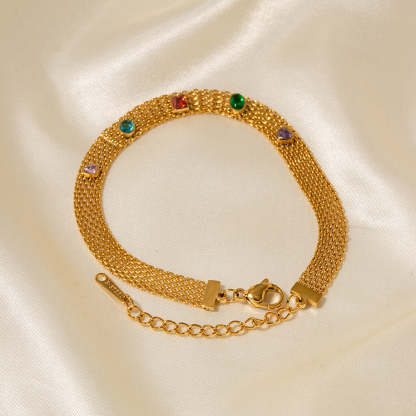 Vintage Jewellery 18K Gold Plated Gemstone Bracelet & Necklace Set | Mix Mix Style [Hot Seller]-Mix MIx Style