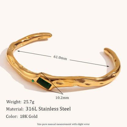 European and American cross-border hot selling open irregular rectangular zircon bracelet stainless steel plated 18K gold hand jewelry female-Mix MIx Style