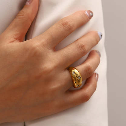 French light luxury high-end retro fashion six-pointed star zircon ring ins cold style fashion hand jewelry female trend-Mix MIx Style