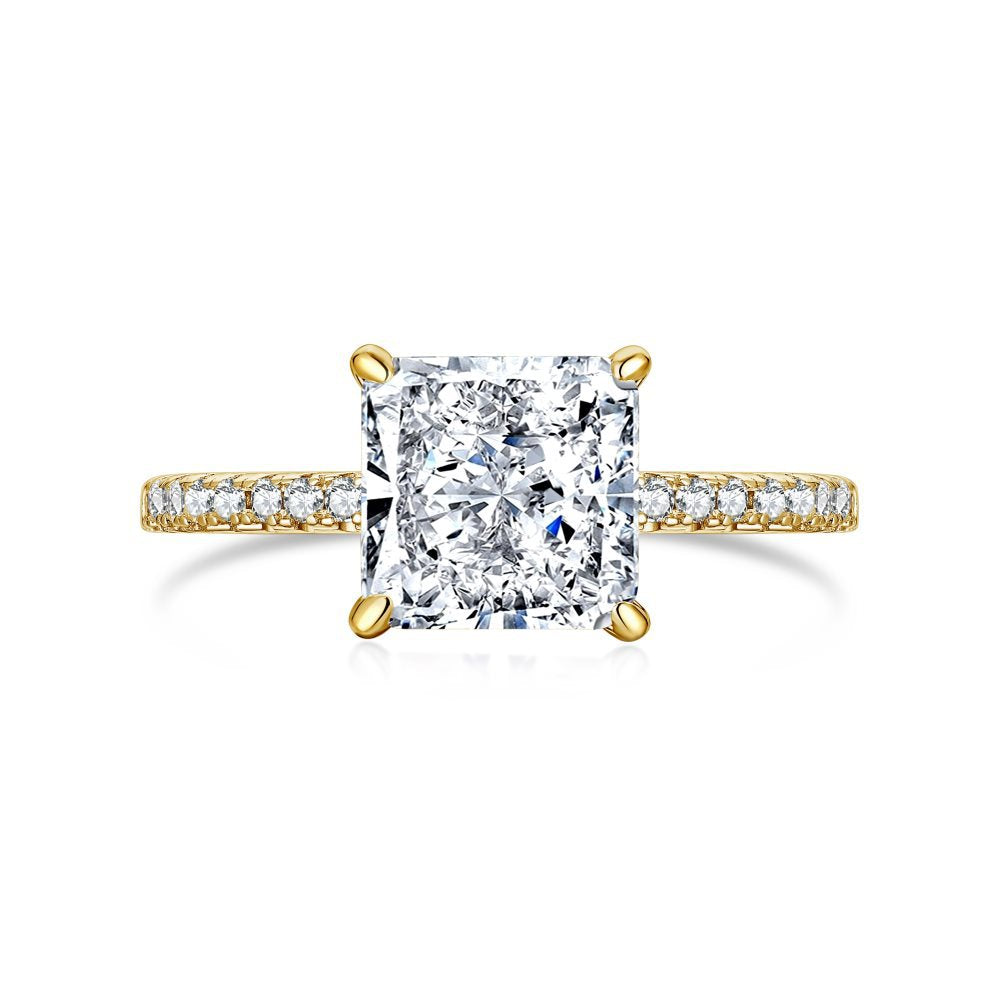 Elegant White Princess Cut Moissanite Diamond 3ct 18k White Gold Plated Engagement Ring | Mix Mix Style-Mix MIx Style