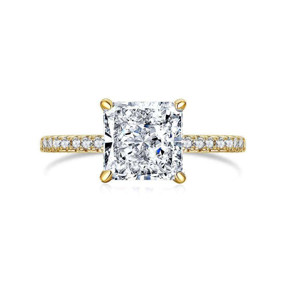 Elegant White Princess Cut Moissanite Diamond 3ct 18k White Gold Plated Engagement Ring | Mix Mix Style-Mix MIx Style