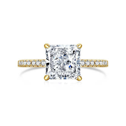 Elegant White Princess Cut Moissanite Diamond 3ct 18k White Gold Plated Engagement Ring | Mix Mix Style-Mix MIx Style