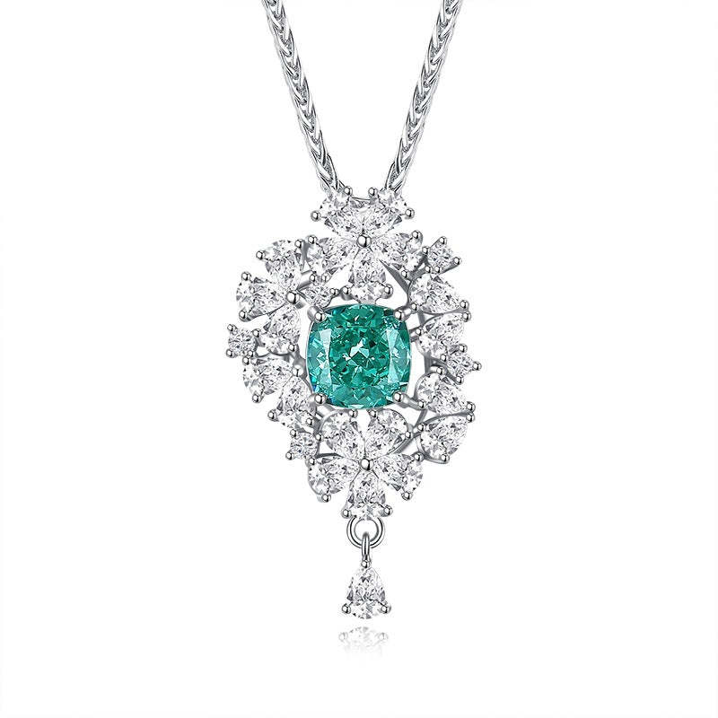 Green - Pink Embellished cushion Cut Moissanite Diamond 2ct Pendant Lu