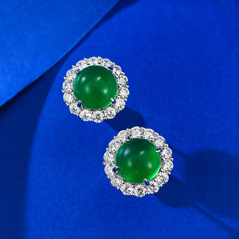 Green & White Dazzling Moissanite Diamonds Elegant 18k White Gold Plated Stud Earrings | Mix Mix Style-Mix MIx Style
