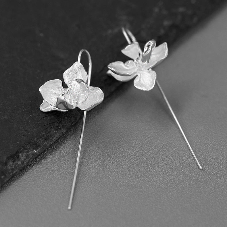 Looking for original butterfly and orchid S925 sterling silver elegant, intellectual, aesthetic, literary and artistic temperament butterfly orchid earrings-Mix MIx Style