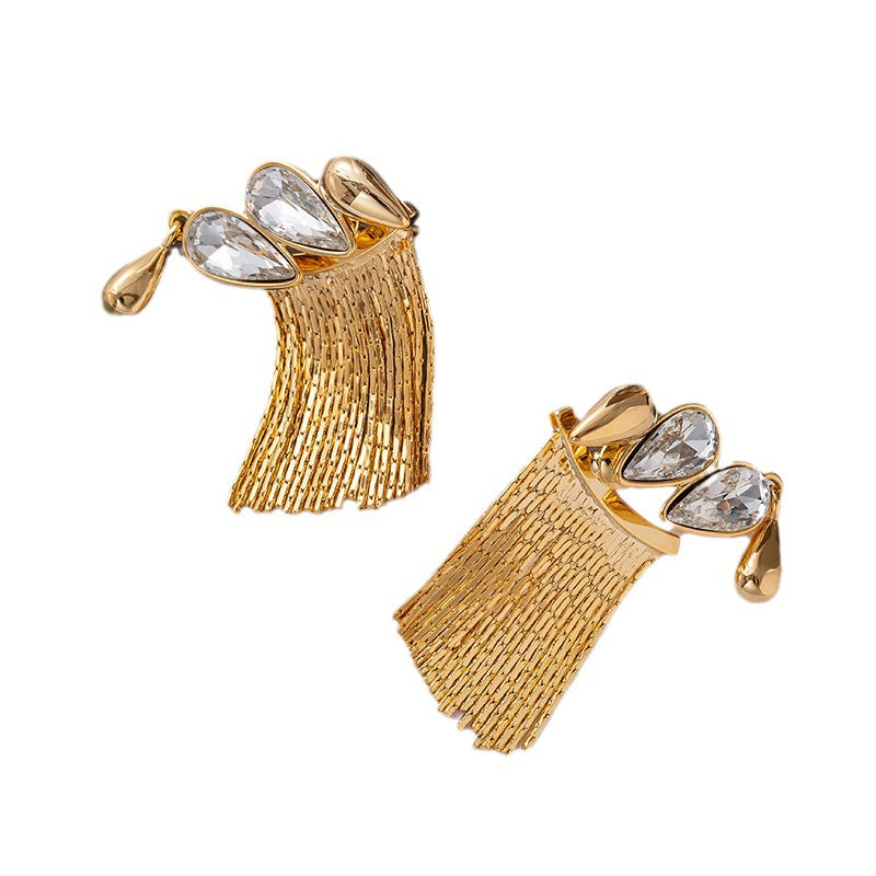 Tassel earrings for women light luxury cold style high-end water drop earrings detachable fashionable temperament 925 silver needle earrings-Mix MIx Style