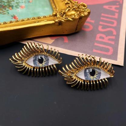 Asymmetric Devils eye Sun Luxury 18k Vermeil Gold Plated Vintage Retro Drop Earrings | Mix Mix Style-Mix MIx Style