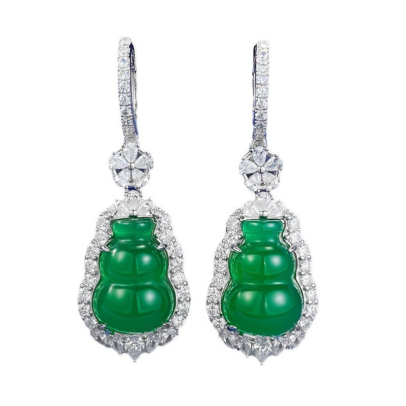 Green Dazzling Trendy Moissanite Diamonds Luxury 18k White Gold Plated Drop Earrings | Mix Mix Style-Mix MIx Style