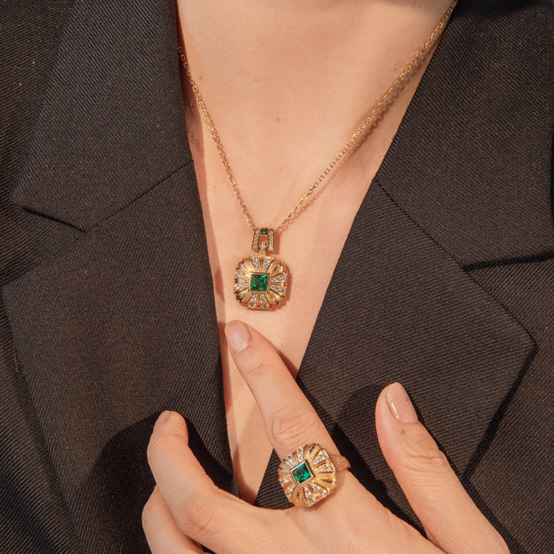 18K Gold Vintage Emerald Necklace-Mix MIx Style