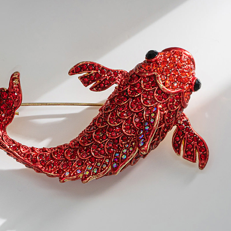 Xiliang Concubine 2024 New Fashion Year-round Fish Design Enamel Red Carp Brooch New Year Gift-Mix MIx Style