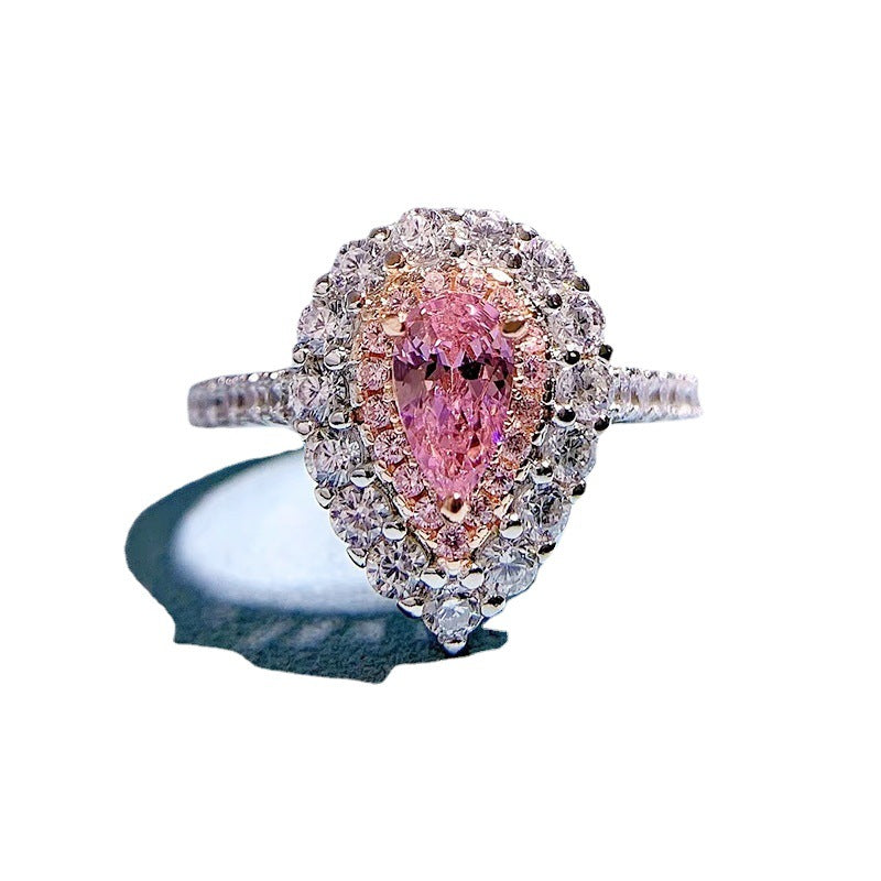 Dazzling Pink Pear Cut Moissanite Diamond 3ct Luxury 18k White Gold Engagement Ring | Mix Mix Style-Mix MIx Style