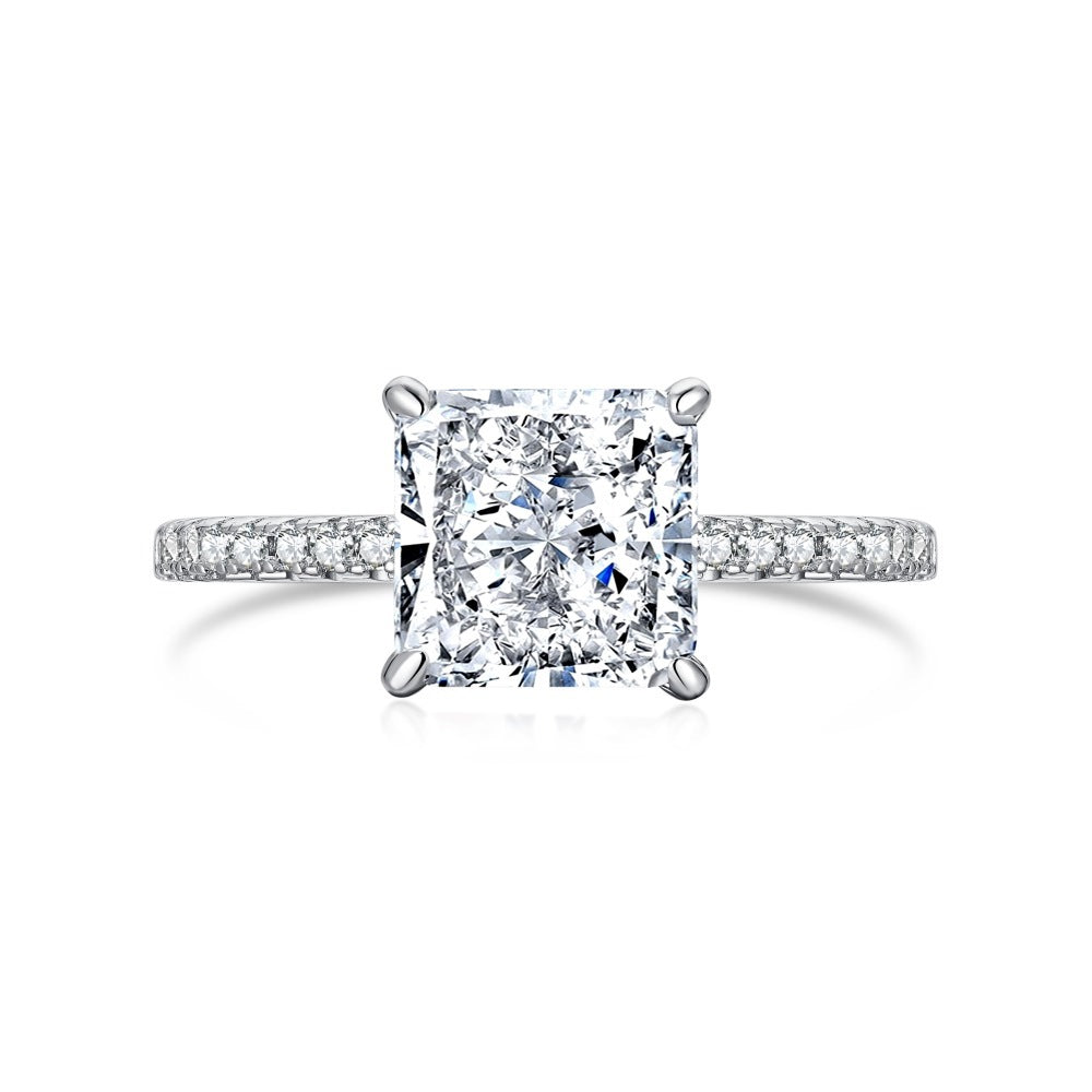 Elegant White Princess Cut Moissanite Diamond 3ct 18k White Gold Plated Engagement Ring | Mix Mix Style-Mix MIx Style
