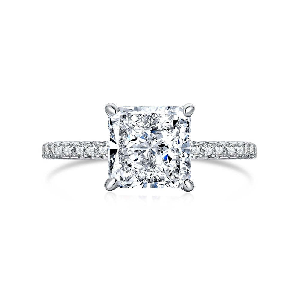 Elegant White Princess Cut Moissanite Diamond 3ct 18k White Gold Plated Engagement Ring | Mix Mix Style-Mix MIx Style