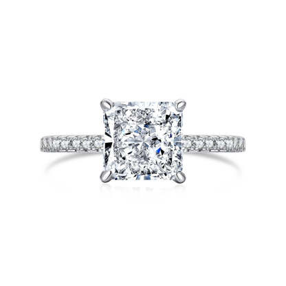 Elegant White Princess Cut Moissanite Diamond 3ct 18k White Gold Plated Engagement Ring | Mix Mix Style-Mix MIx Style