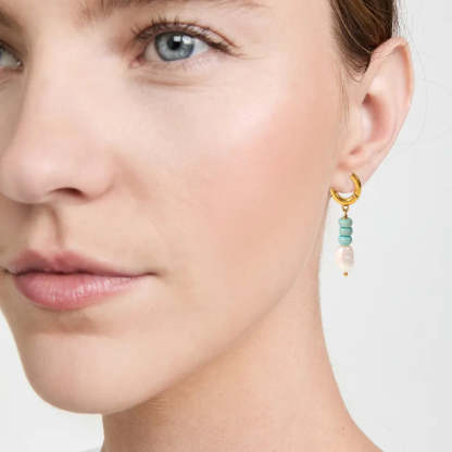 Vintage Green Natural Gem High-End 18k Gold Plated Earrings | Mix Mix Style [Hot Seller]-Mix MIx Style