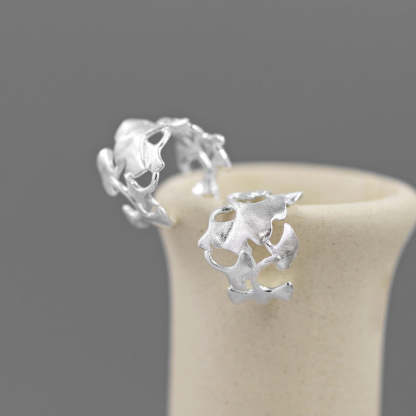 Looking for original late autumn sterling silver ginkgo leaf ear cuff niche design French pierced earrings-Mix MIx Style