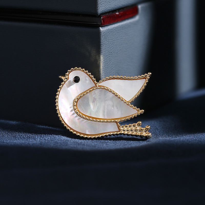 2022 new clothing accessories natural mother-of-pearl bird pigeon pin coat suit accessories shell peace dove brooch-Mix MIx Style