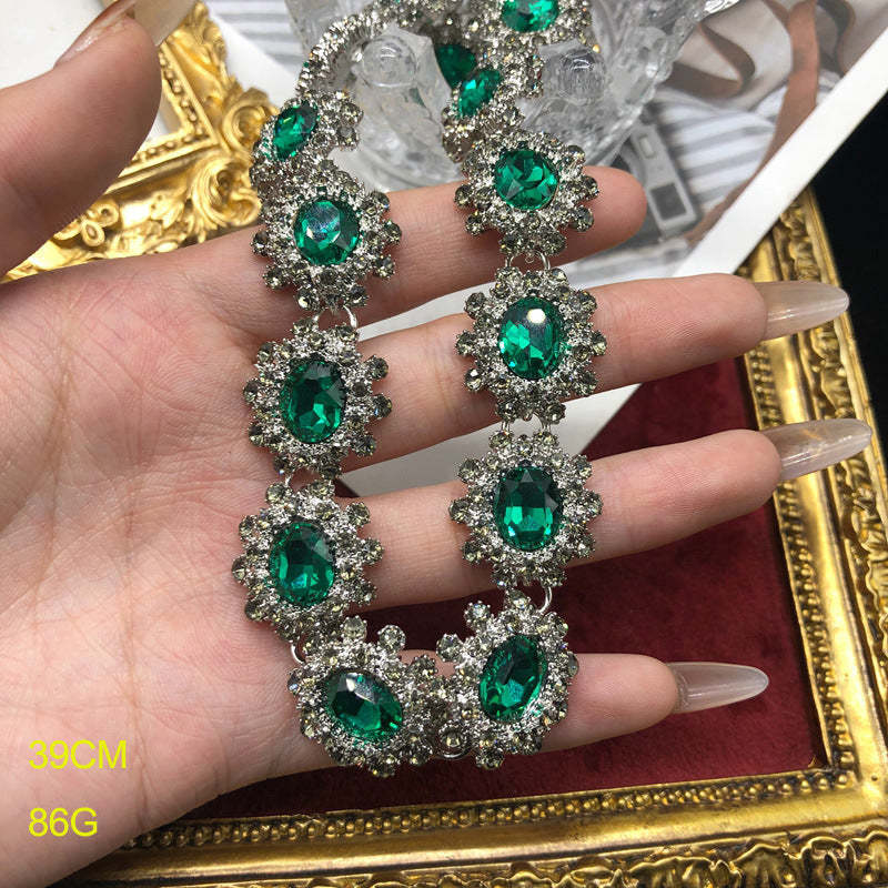 Green Retro Classic Oval Cut Diamonds 4ct Luxurious 18k White Gold Plated Necklace Earrings Bracelet Jewelry Set | Mix Mix Style-Mix MIx Style
