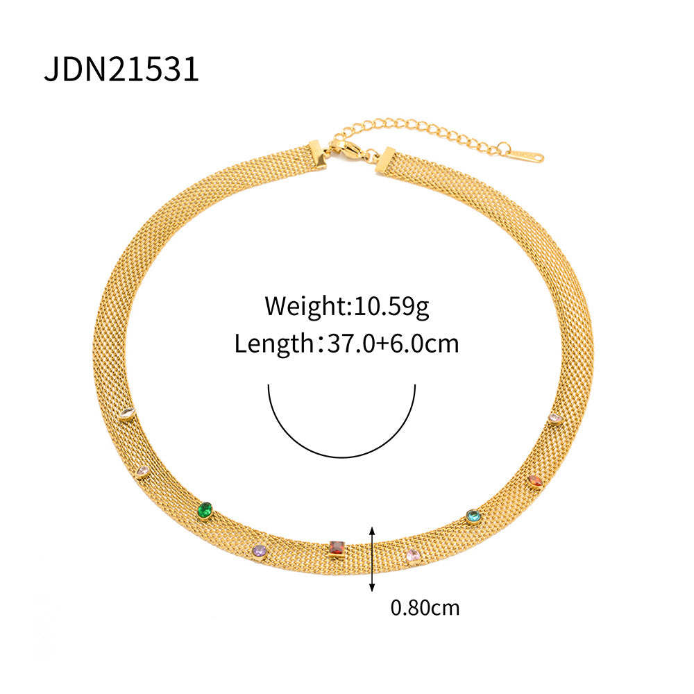 Vintage Jewellery 18K Gold Plated Gemstone Bracelet & Necklace Set | Mix Mix Style [Hot Seller]-Mix MIx Style