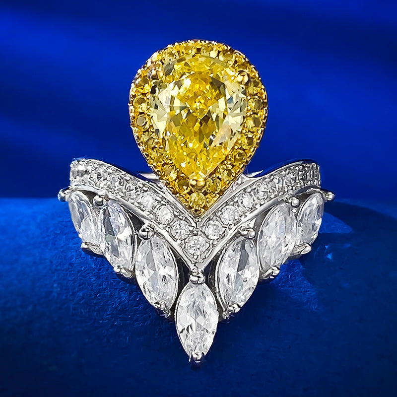Moissanite Diamond Pear Shape Feather Crown 3ct Wedding Ring  Mix Mix Style [Hot Seller]-Mix MIx Style