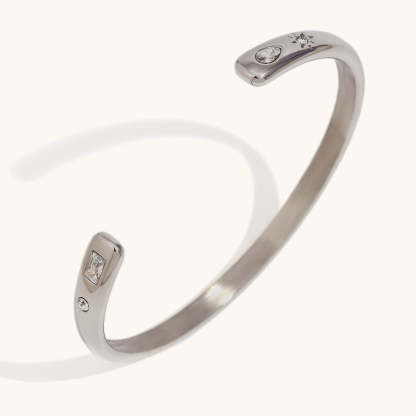 European and American cross-border hot selling fashion simple stainless steel plated 18K open water drop rectangular star round diamond zircon bracelet-Mix MIx Style