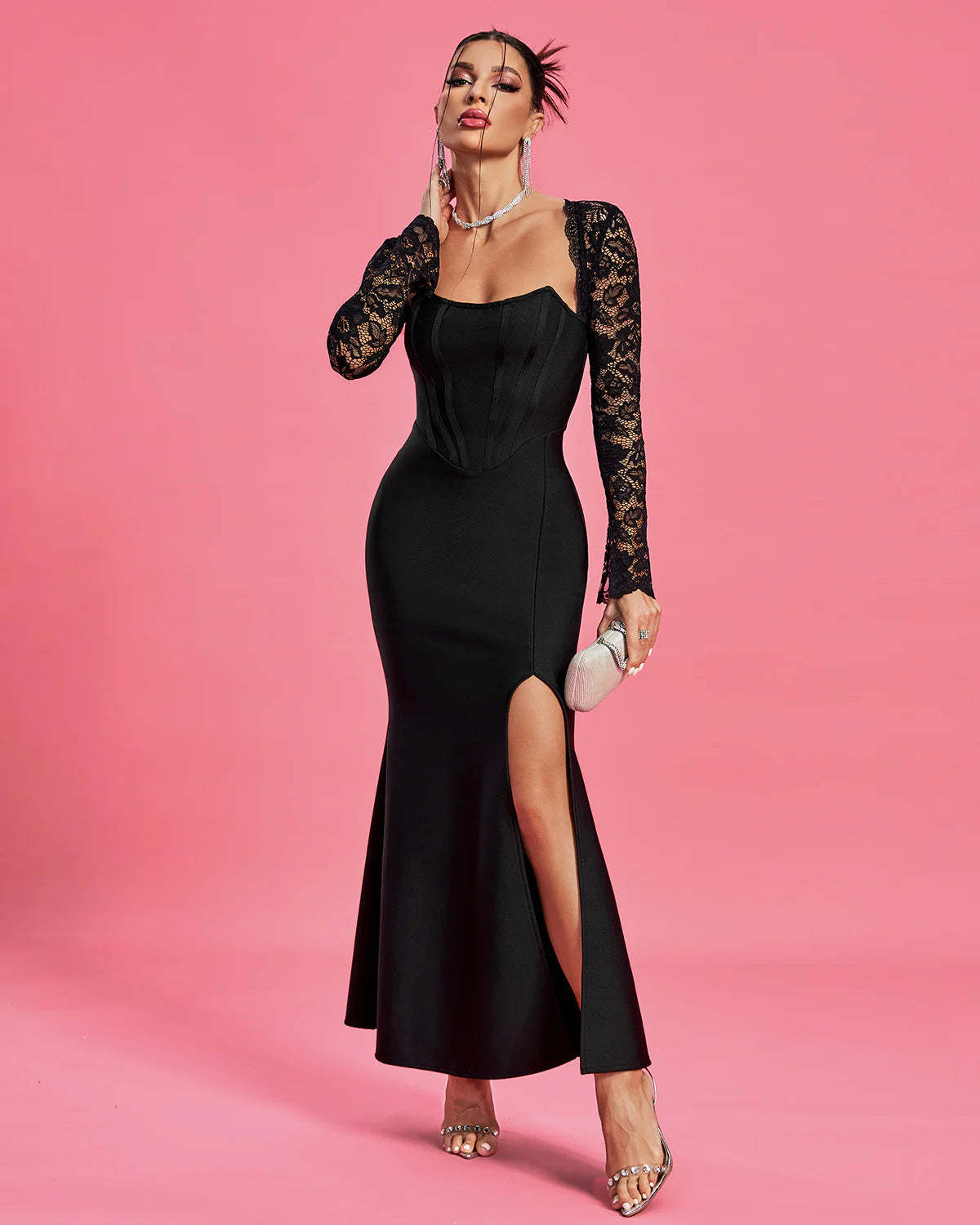 Sexy Lace Corset Bandage Maxi Dress | Mix Mix Style