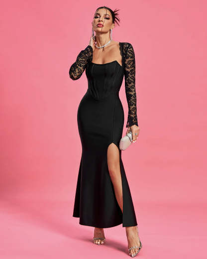 Sexy Lace Corset Bandage Maxi Dress | Mix Mix Style