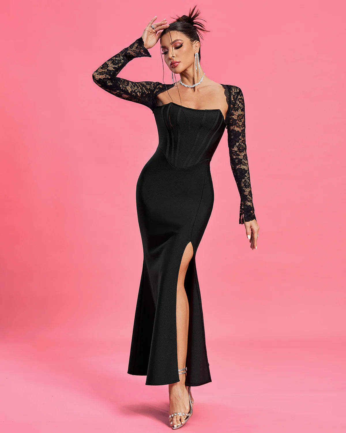 Sexy Lace Corset Bandage Maxi Dress | Mix Mix Style