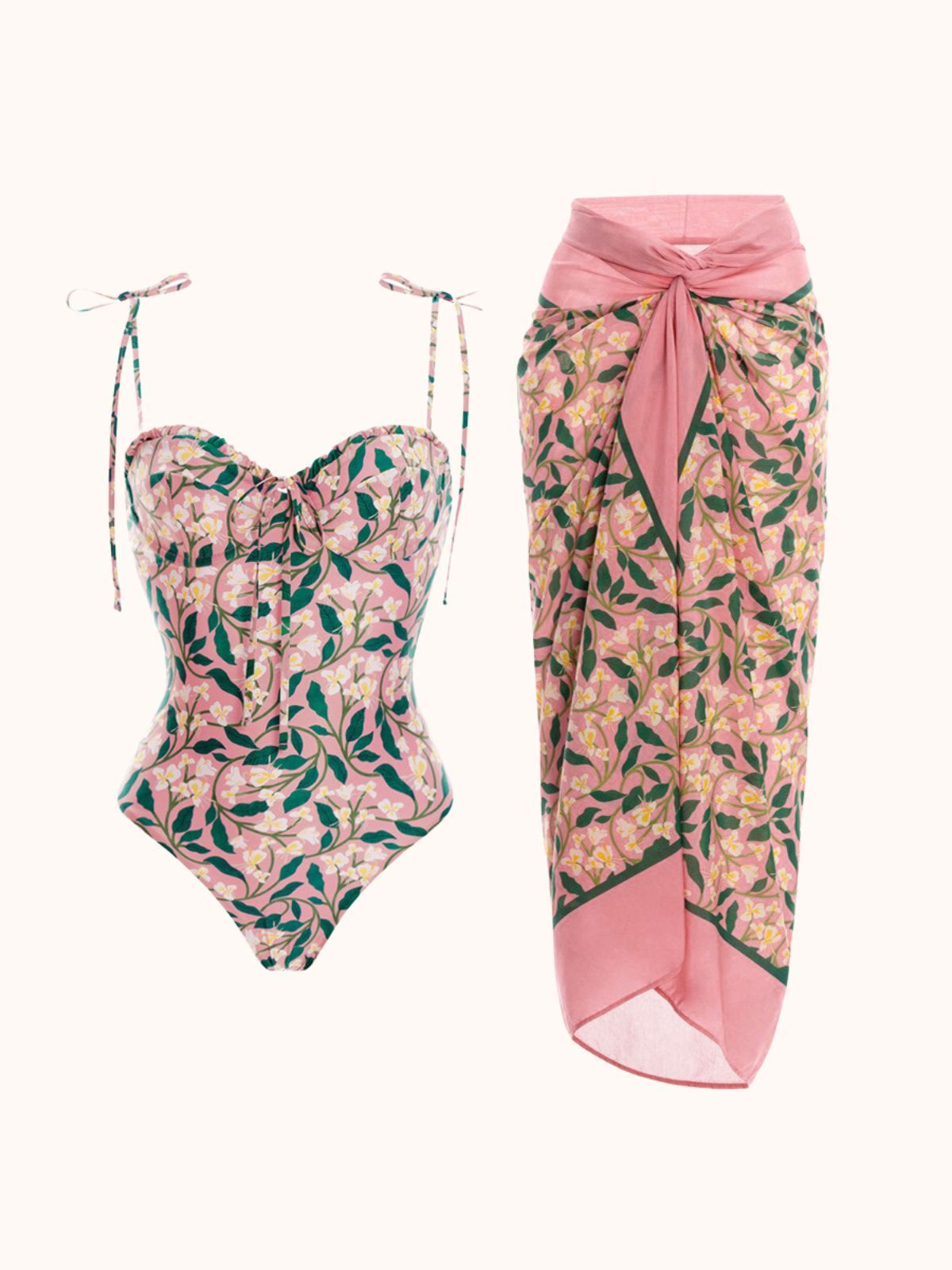 Floral Swimwear Two Piece Set in Pink | Mix Mix Style-Mix MIx Style