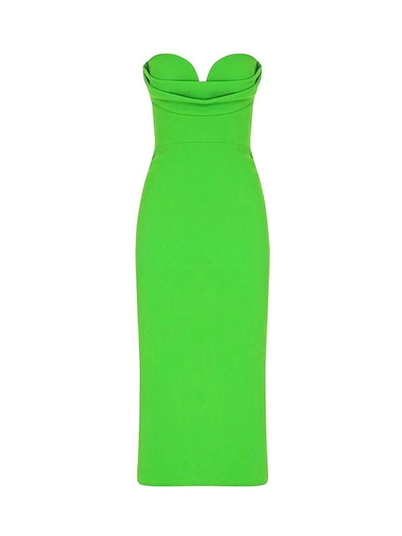 Paisleigh Strapless Ruched Bandage Dress In Green-Mix MIx Style