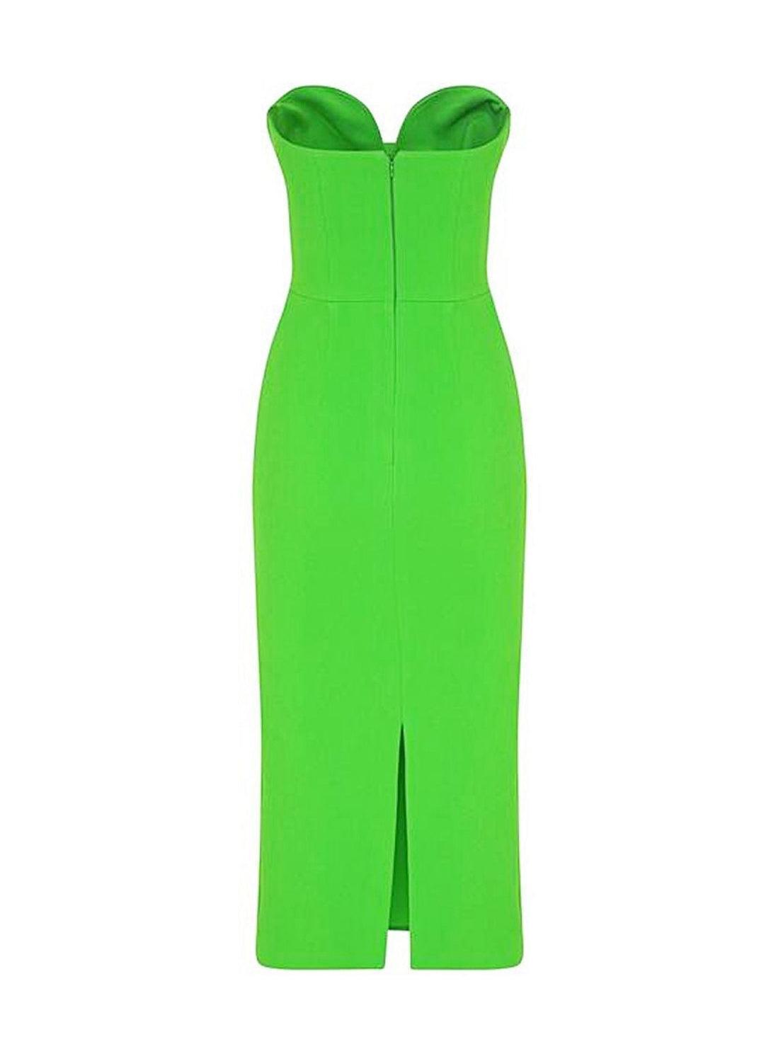 Paisleigh Strapless Ruched Bandage Dress In Green-Mix MIx Style