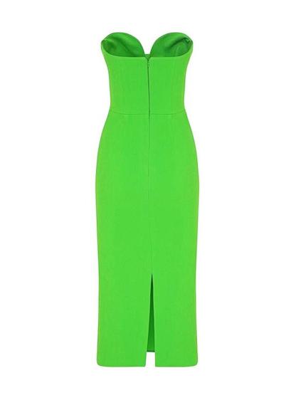 Paisleigh Strapless Ruched Bandage Dress In Green-Mix MIx Style