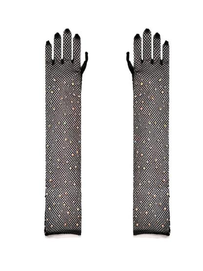Pauline Diamond Fishnet Gloves In Black-Mix MIx Style