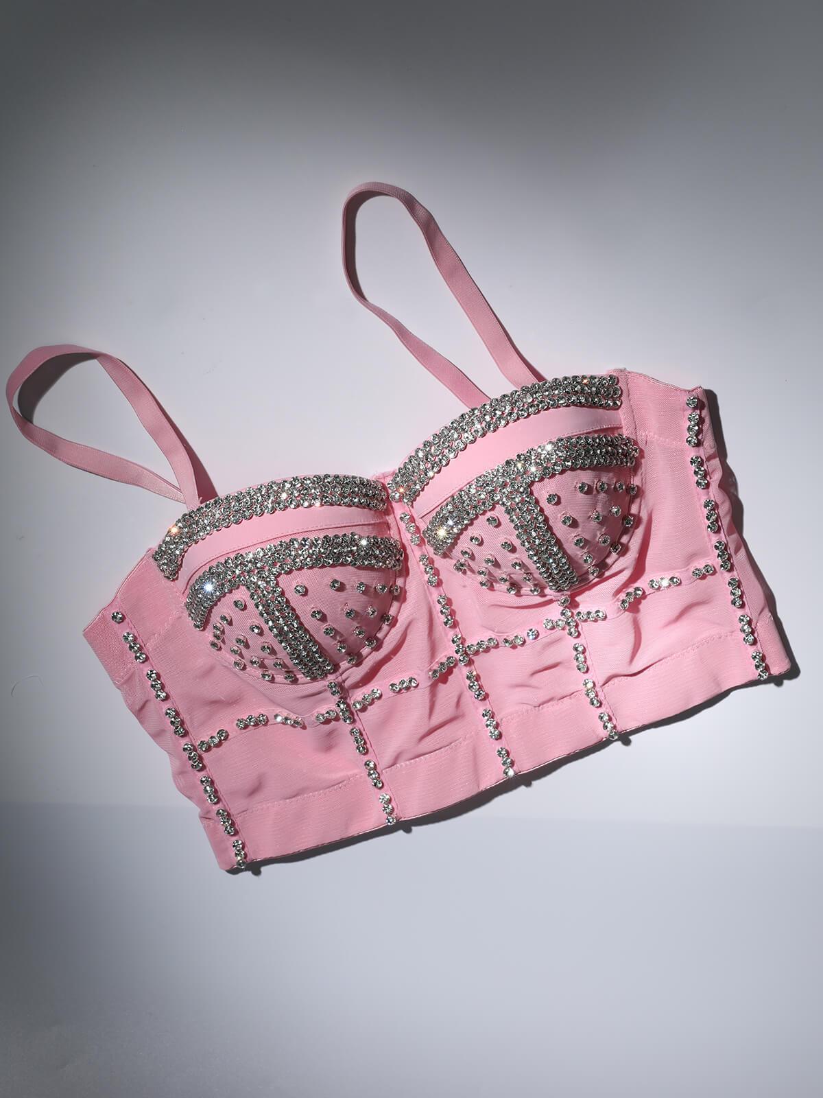 Plum Crystal Bustier Top In Pink-Mix MIx Style