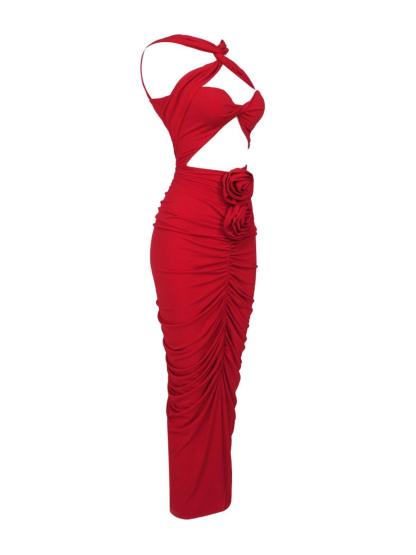 Red Cutout Bodycon Maxi Dress | Mix Mix Style [Hot Seller]-Mix MIx Style