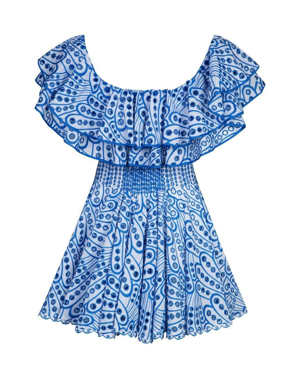 Princess Ruffle Cutout Mini Dress In Blue-Mix MIx Style