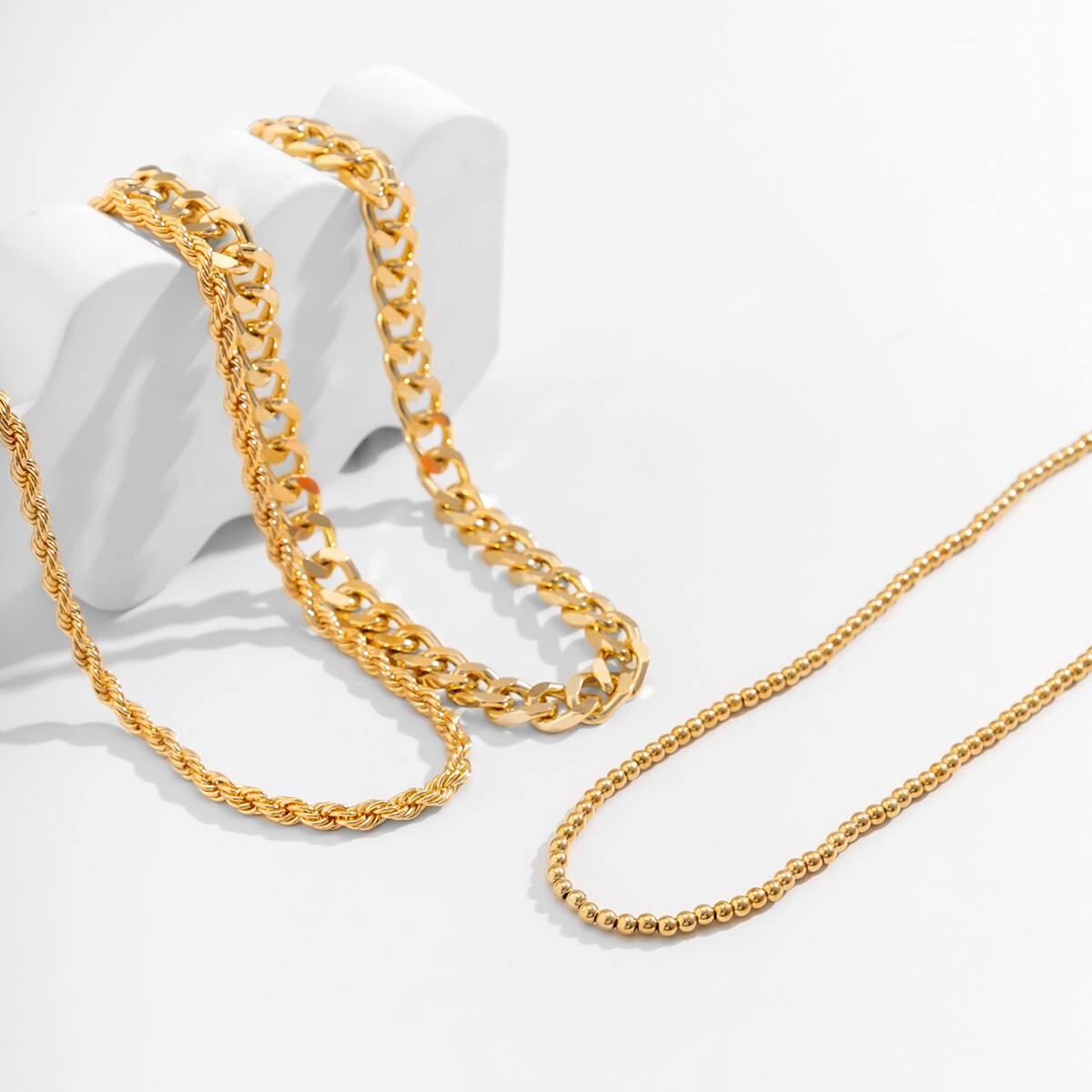 Heavy 18k Gold Plated Chain Necklace - Multilayer Link Choker | Mix Mix Style [Hot Seller]-Mix MIx Style