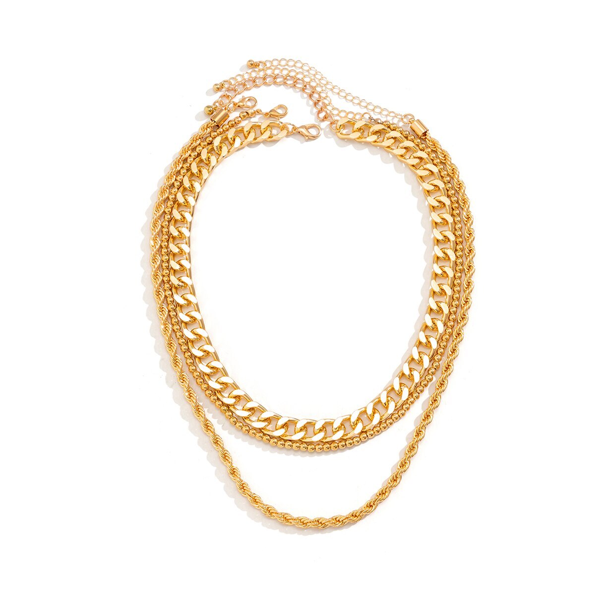 Heavy 18k Gold Plated Chain Necklace - Multilayer Link Choker | Mix Mix Style [Hot Seller]-Mix MIx Style