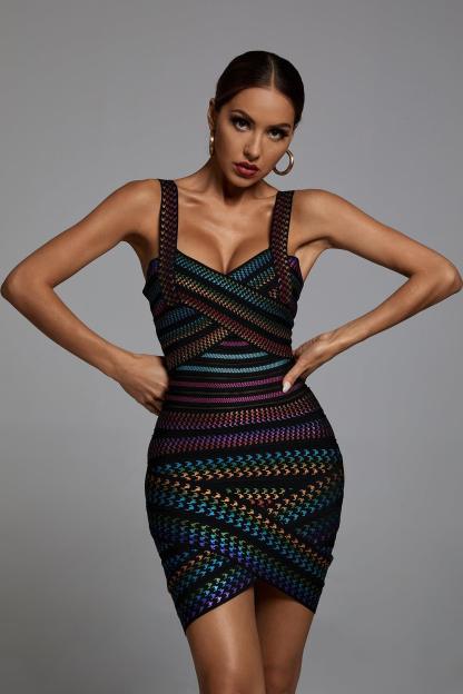 Rainbow Bandage Mini Dress | Mix Mix Style [Hot Seller]-Mix MIx Style