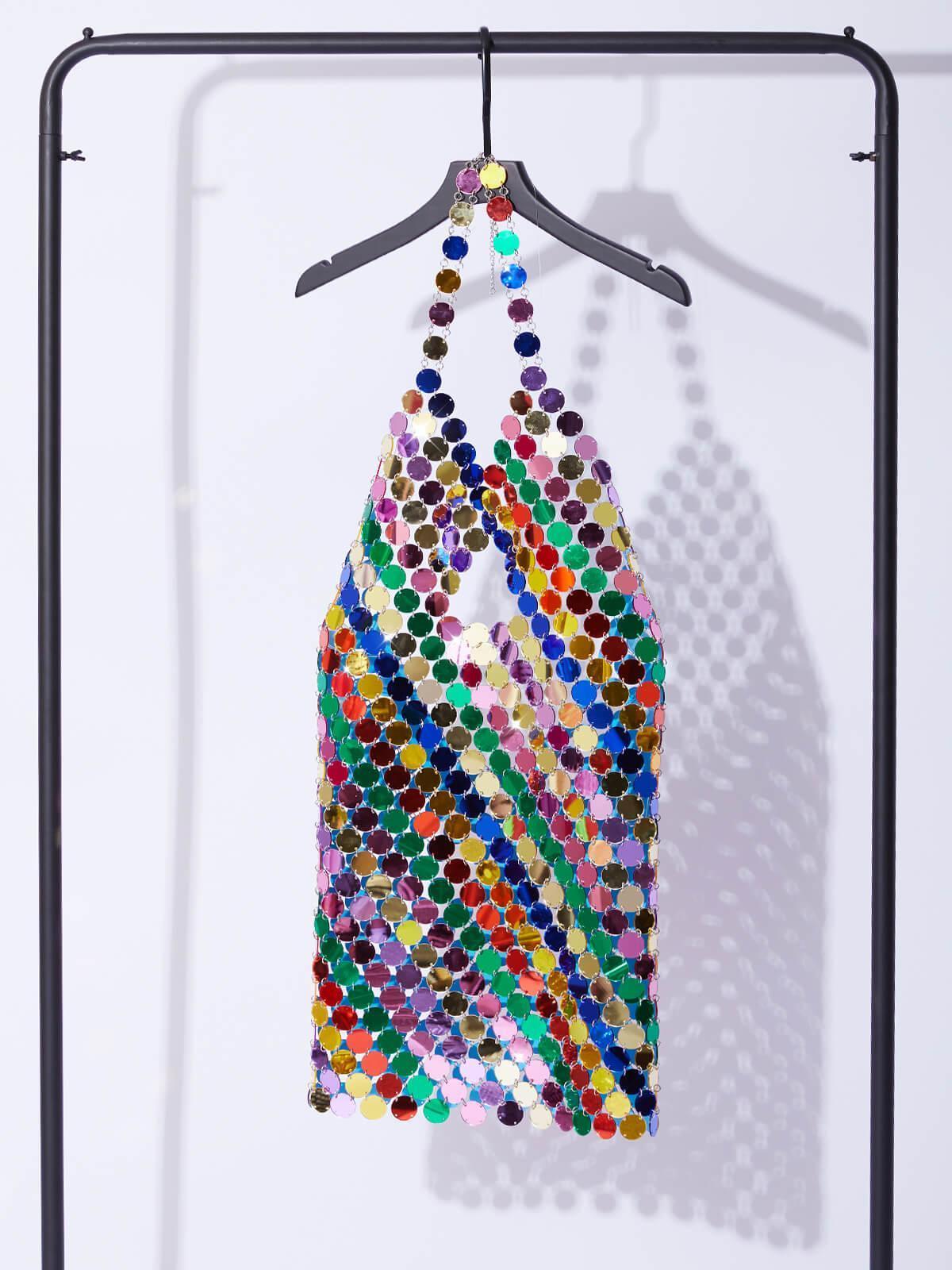 Raquel Cutout Chainmail Mini Dress In Rainbow-Mix MIx Style