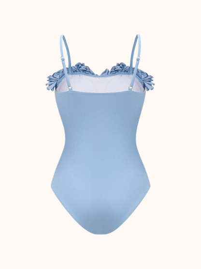Light Blue Flower One Piece Swimsuit | Mix Mix Style-Mix MIx Style